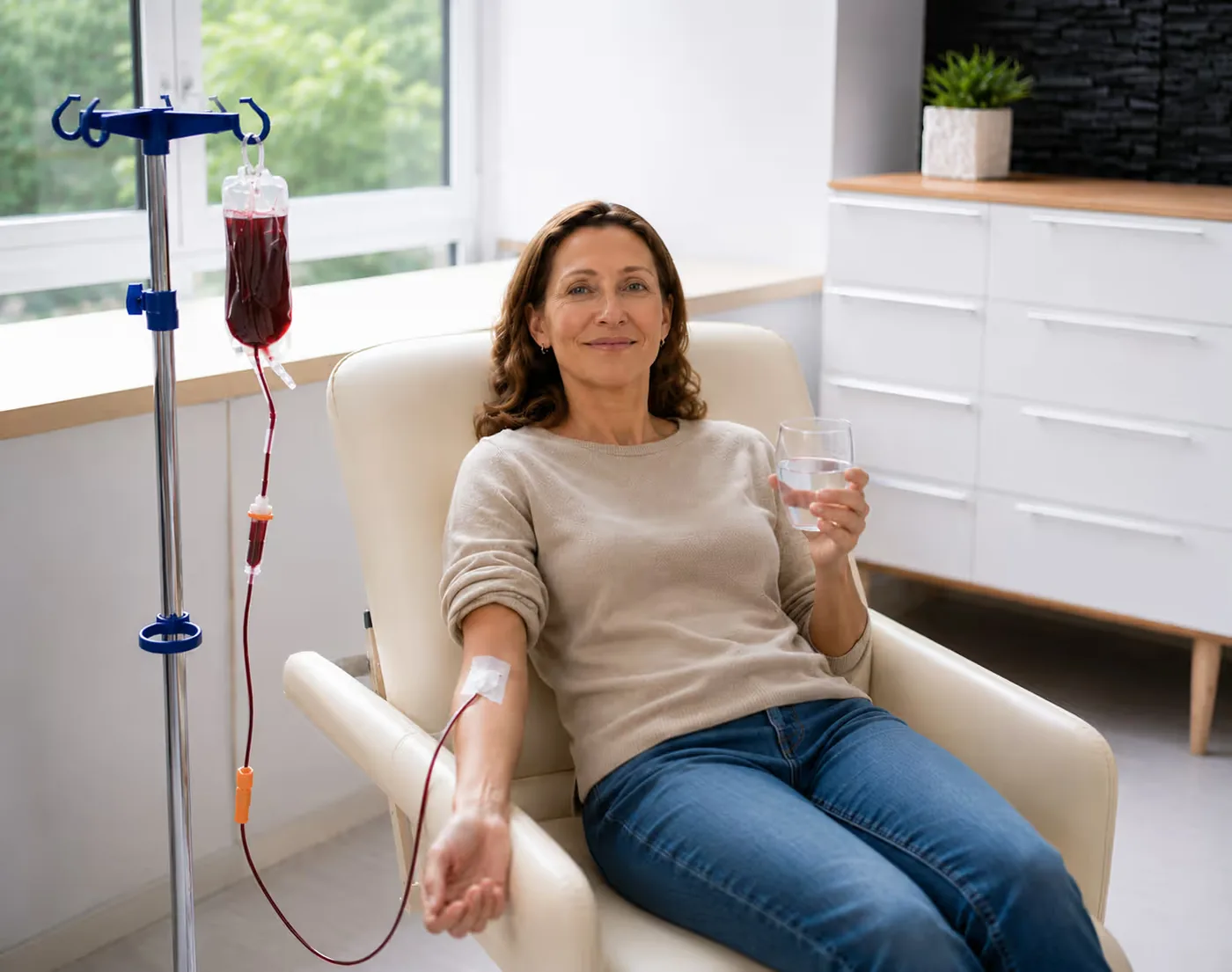Patient receiving an iron infusion at ReGenIV