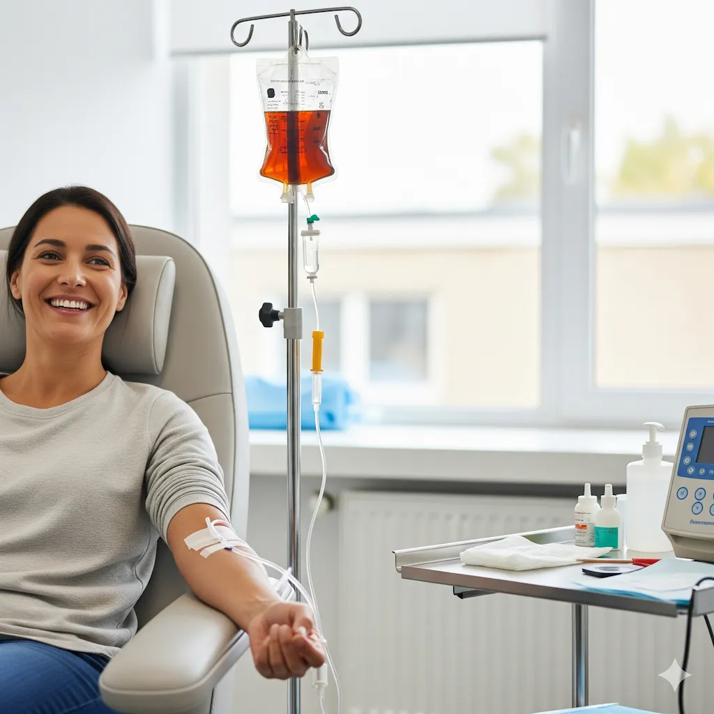 Patient receiving an iron infusion at ReGenIV